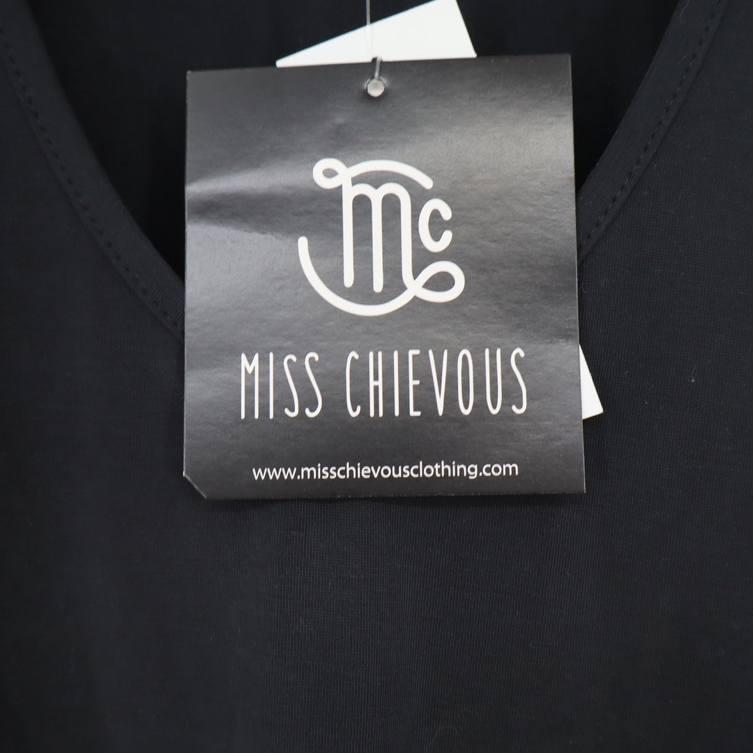 Miss Chievous Women Black Open Neck Tank Top Cutout V-Neck Medium NWT