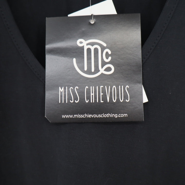 Miss Chievous Women Black Open Neck Tank Top Cutout V-Neck Medium NWT