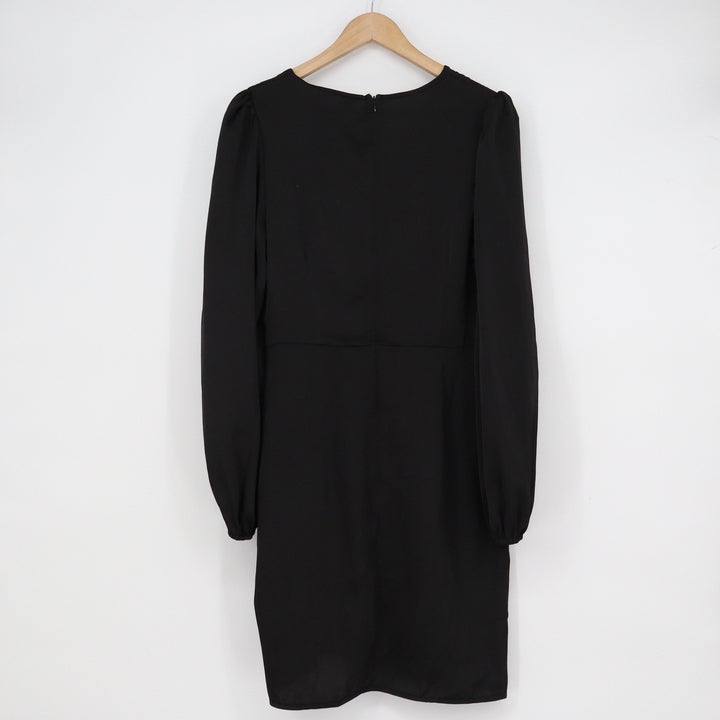 SHEIN Black Surplice V-Neck Long Puff Sleeve Mini Dress Size L