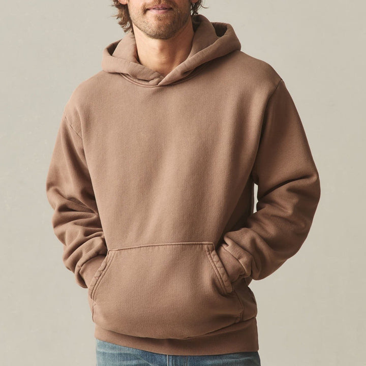 American Giant Hoodie Mens Large Brown Logo Fleece Lined Cotton Winter Pullover