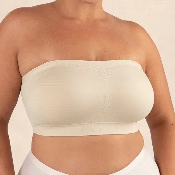 Truekind Convertible Strapless Bandeau Bra Large Beige Built-in Pads Wireless