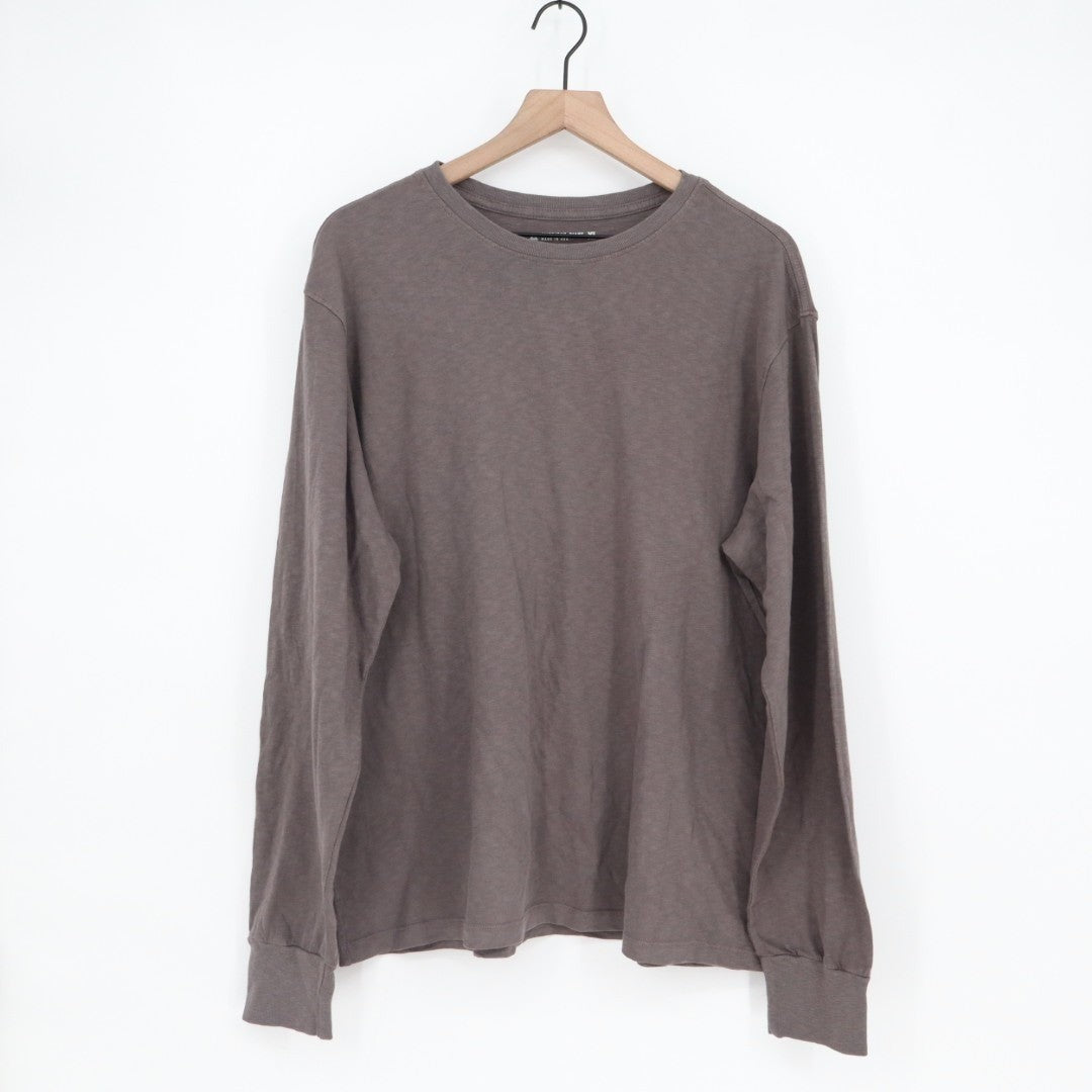American Giant Premium Slub T-Shirt Mens XL Gray Cotton Crew Neck Long Sleeve