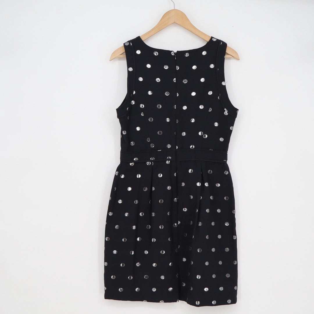 ELLE Black Silver Metallic Polka Dot Sheath Dress Sleeveless Size 8