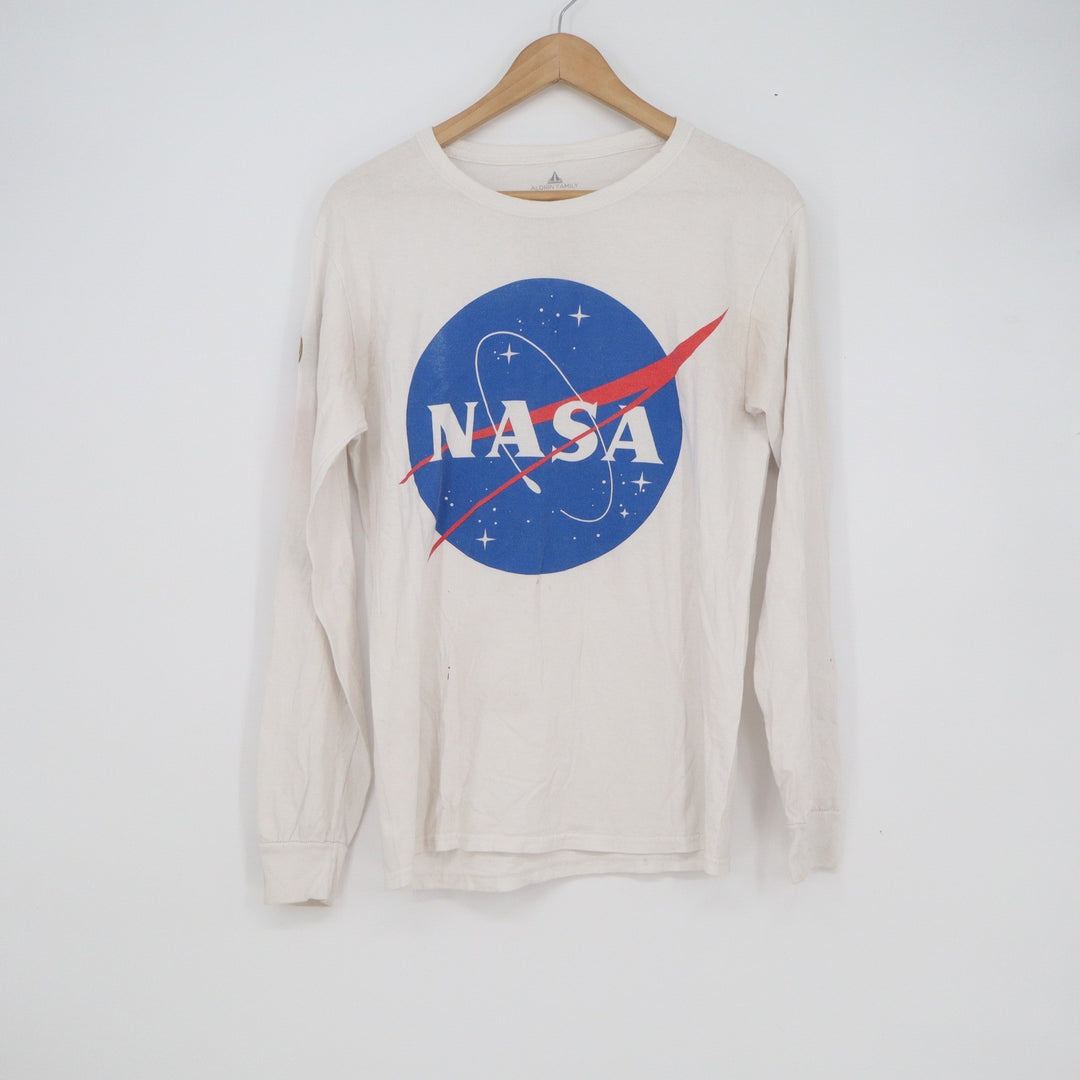 Aldrin Family Foundation NASA Long Sleeve Graphic Tee White Small Space Shuttle
