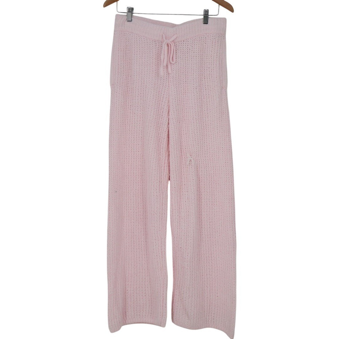 State of Day Lounge Pants Womens Small Light Pink Soft Textured Knit Drawstring