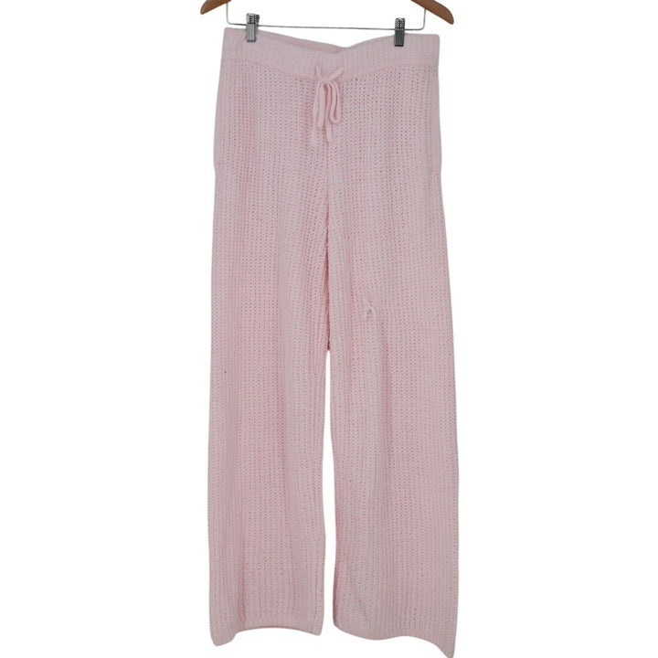 State of Day Lounge Pants Womens Small Light Pink Soft Textured Knit Drawstring