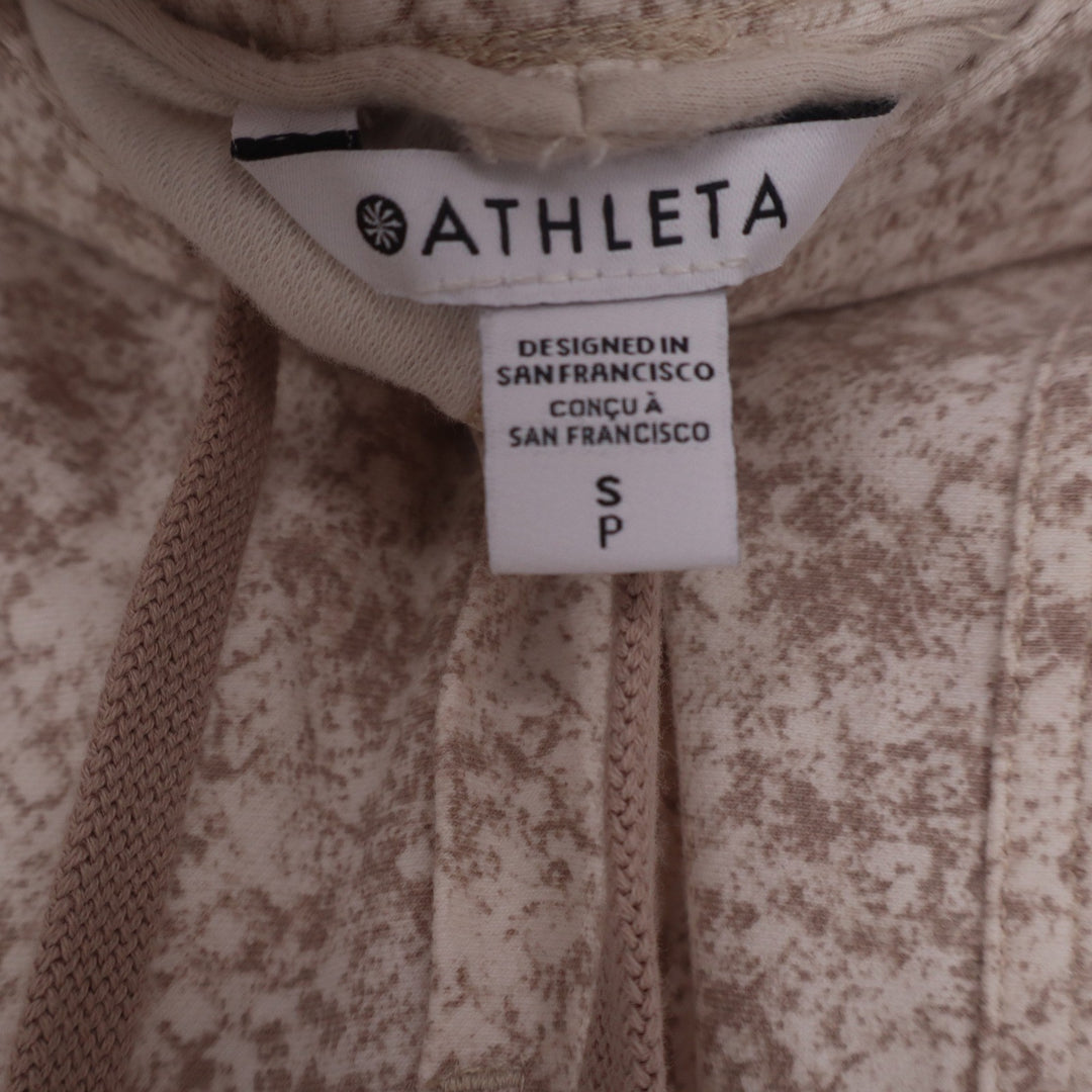 Athleta Farallon Jogger Pants Tan White Printed Organic Cotton Womens Small S