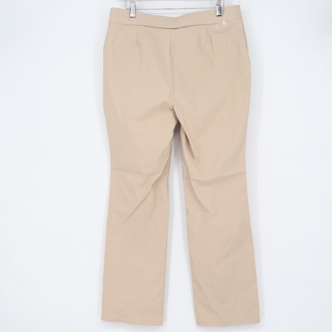 Chloe + Jasmine Tan Beige Pull On Straight Leg Trousers Pants Womens Pockets