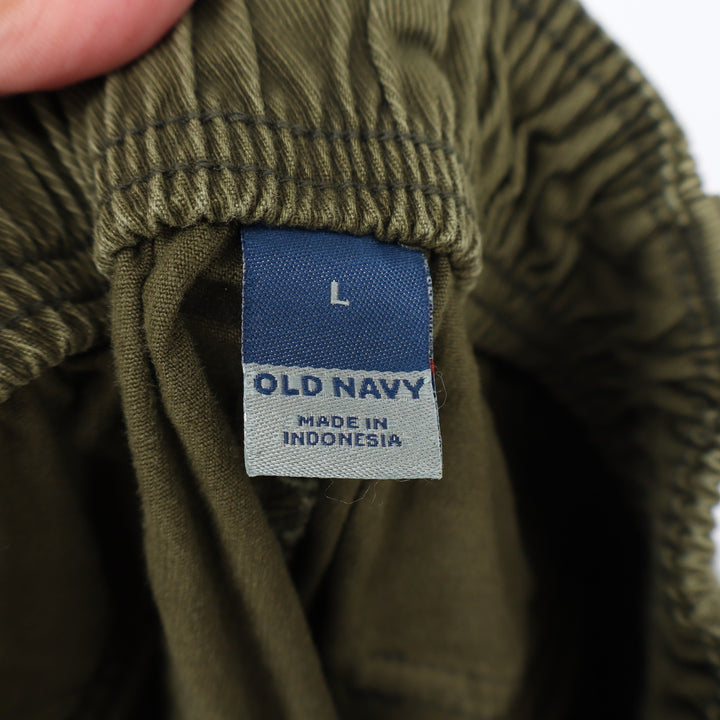 Old Navy Cargo Pants Womens L Wide Leg Olive Green Utility Drawstring Excellent