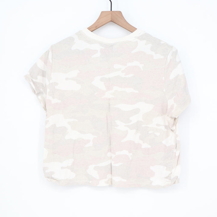 Wild Fable Womens XL Neutral Camo Short Sleeve Cropped Cotton T-Shirt VN1315930