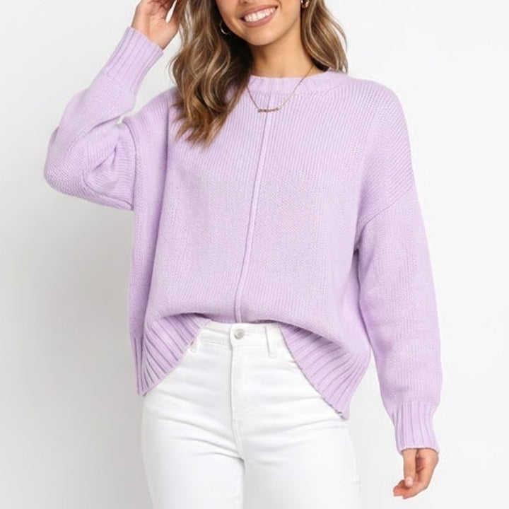 A New Day Lavender Purple Shaker Knit Crewneck Sweater XL Relaxed Fit Blend