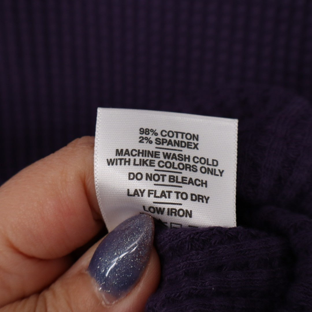 American Giant T-Shirt Mens Large Purple Cotton Stretch Waffle Knit Long Sleeve