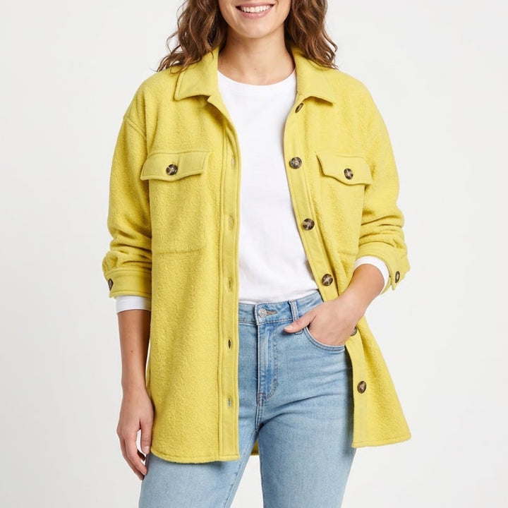 Wild Fable Womens Yellow Fleece Button Front Shacket Jacket Size M