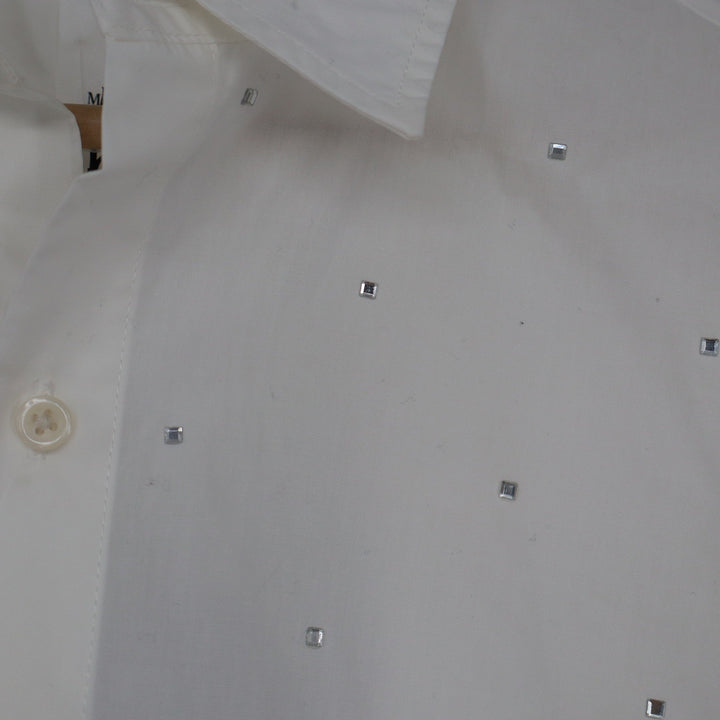 Future Collective White Rhinestone Embellished Cotton Button Down Shirt Mens M