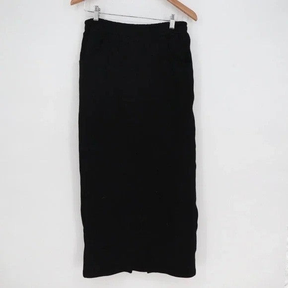 American Giant Midweight Pencil Skirt Womens Small Black Fleece Lined Back Slit