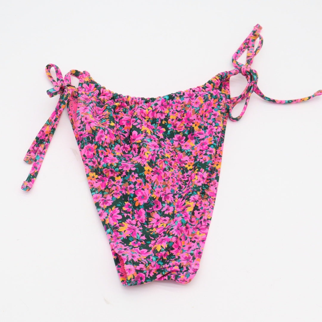 Wild Fable Bikini Bottom Womens S Side Tie Pink Floral High Leg Excellent