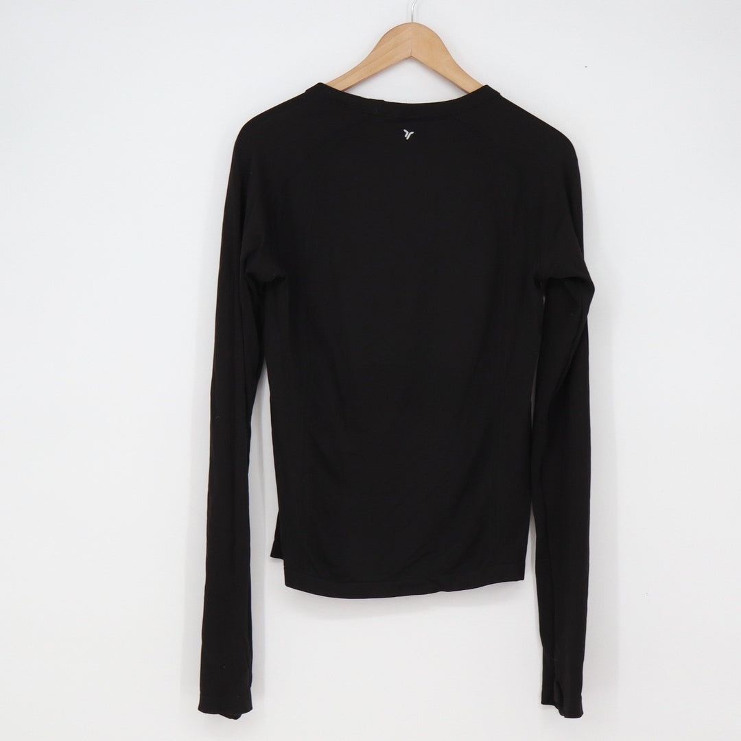 Old Navy Top Womens L Tall Fluid Seamless Go-Dry Black Thumbhole Excellent