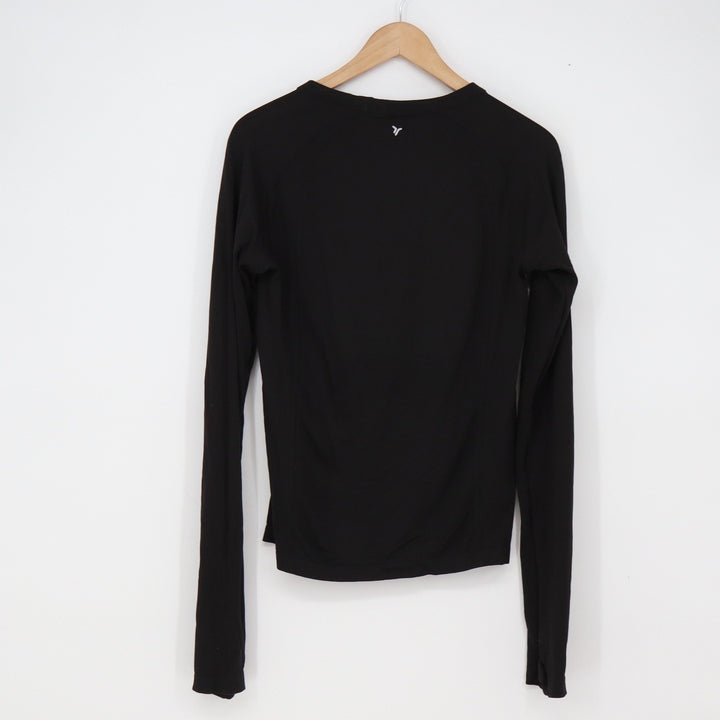 Old Navy Top Womens L Tall Fluid Seamless Go-Dry Black Thumbhole Excellent