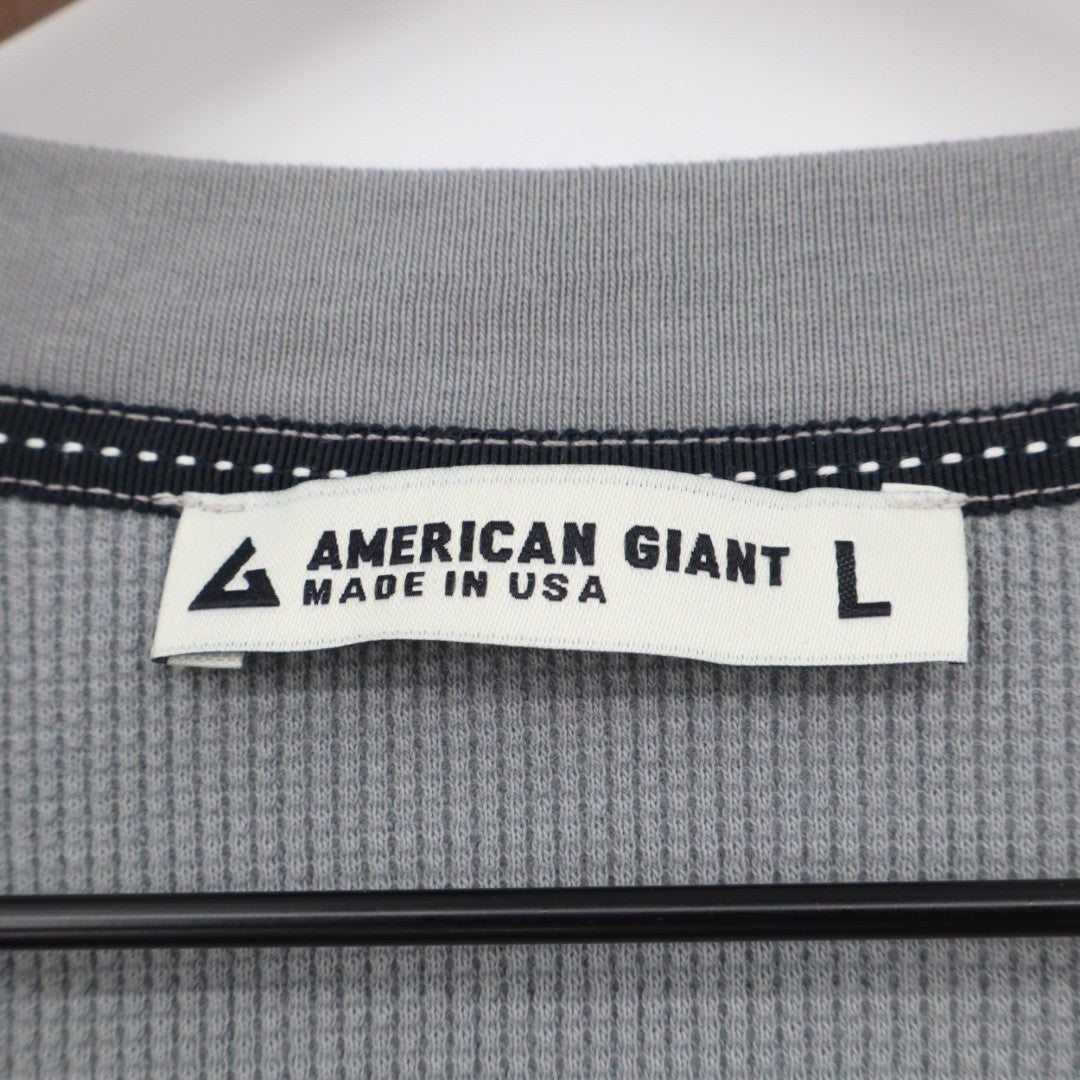 American Giant Thermal Crew Tee Shirt Womens L Sharkskin Waffle Knit Curved Hem