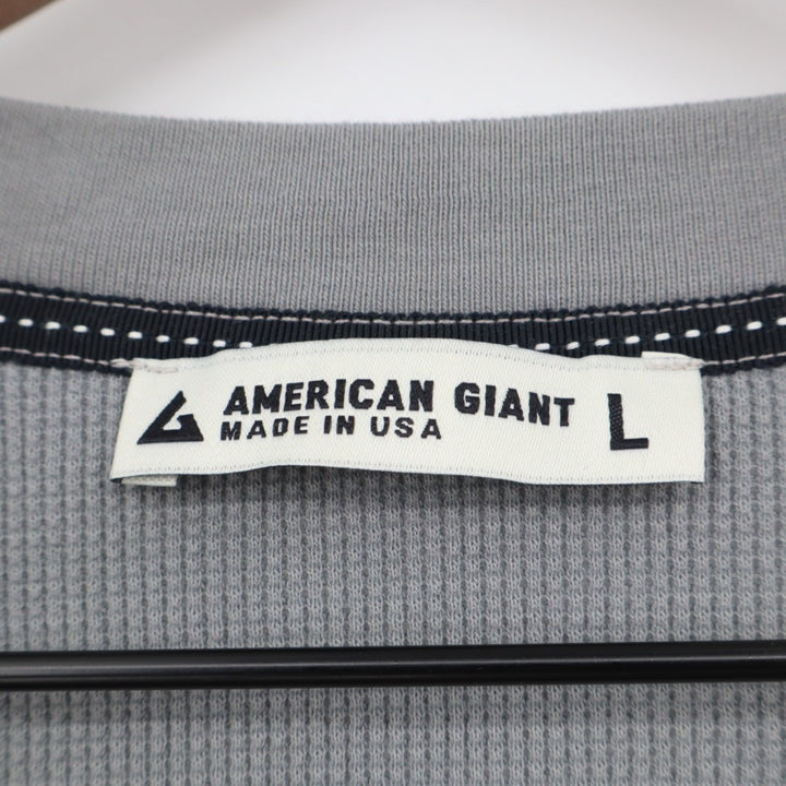 American Giant Thermal Crew Tee Shirt Womens L Sharkskin Waffle Knit Curved Hem