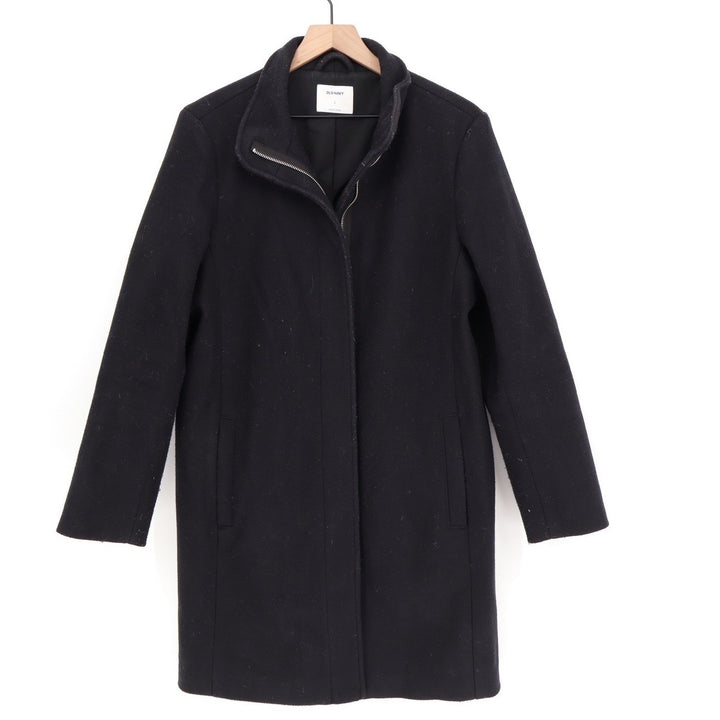 Old Navy Womens Black Funnel Neck Wool Blend Zip Front Coat Large