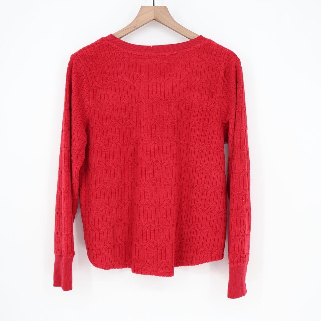 Roudelain 2-PC Pajama Set Womens Medium Red Cable Knit Stretch Ribbed Straight