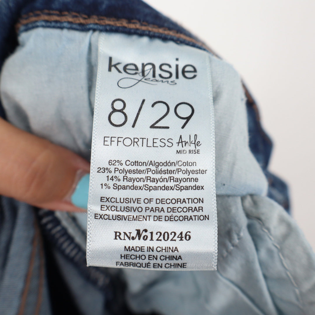 Kensie Jeans Ankle Womens 8/29 Effortless Blue Distressed Mid Rise Good