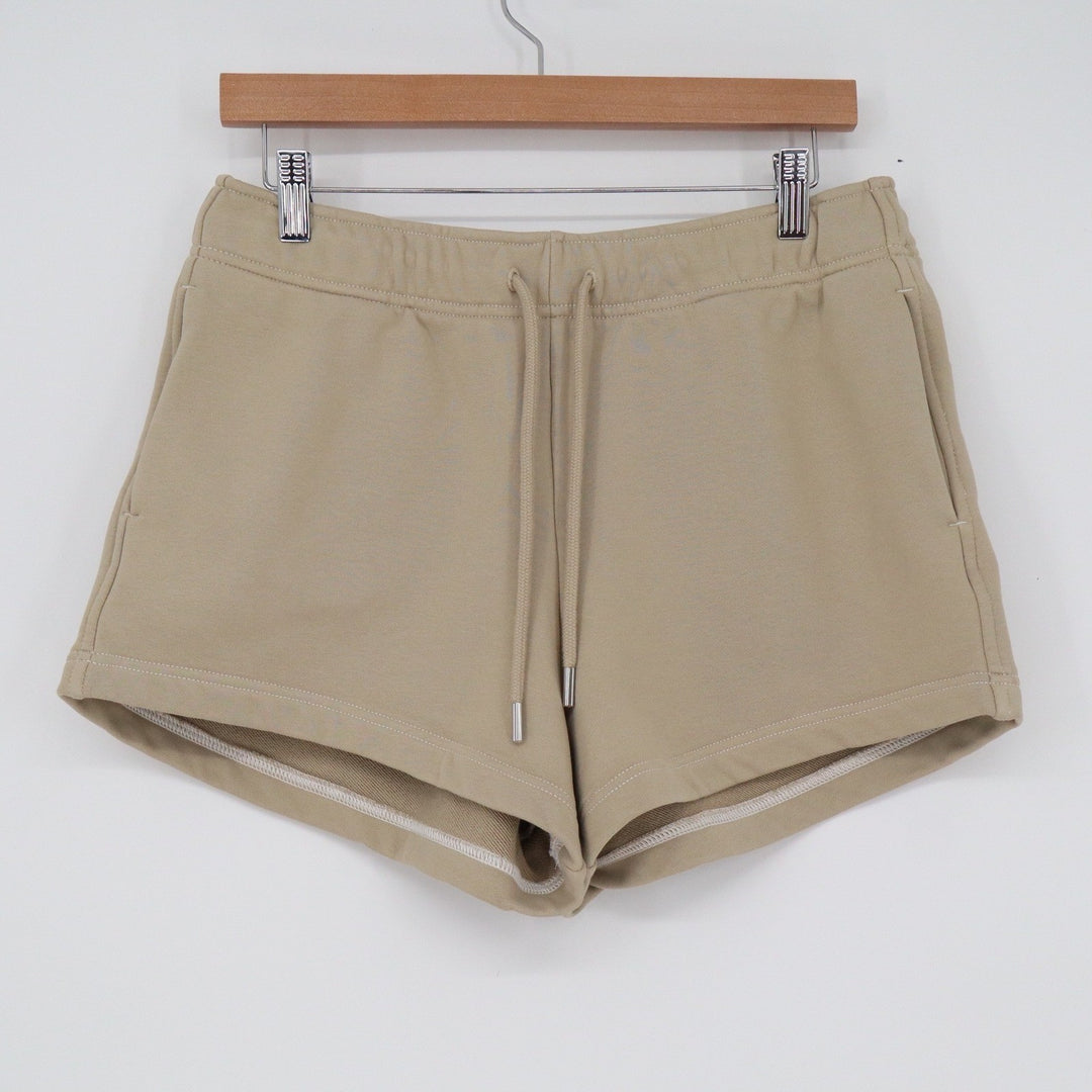 Athleta Womens Tan Khaki Cotton Blend Drawstring Sweat Shorts Size M