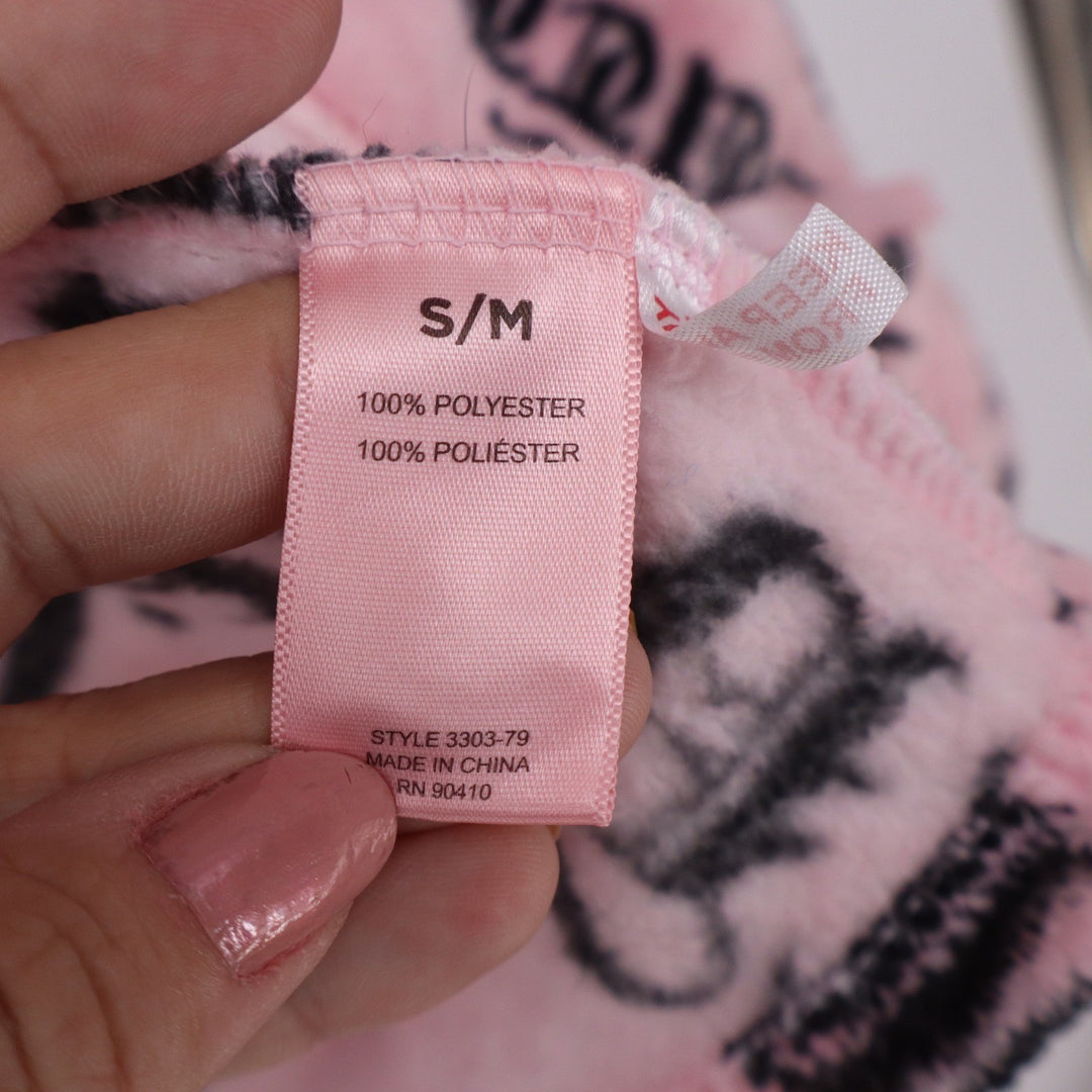 Juicy Couture Pink Gothic Script Logo Plush Hooded Robe S/M Loungewear