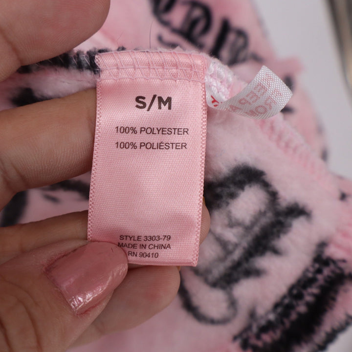 Juicy Couture Pink Gothic Script Logo Plush Hooded Robe S/M Loungewear