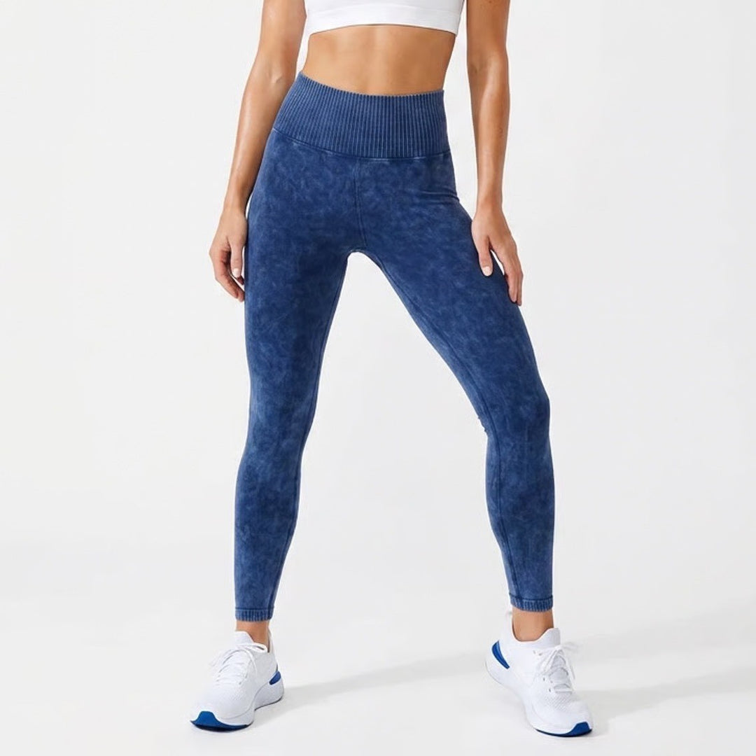 Free People Movement Good Karma Leggings Navy Acid Wash High Rise M/L