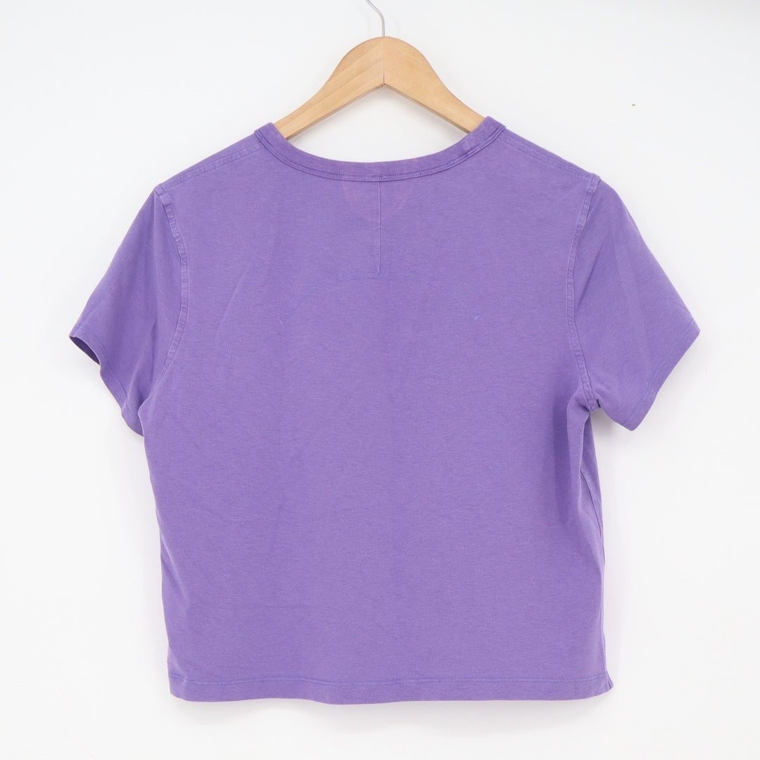 Lululemon T-Shirt Womens S/M Cates Tee Purple Cropped Side Slit Good