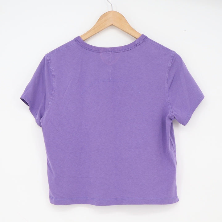 Lululemon T-Shirt Womens S/M Cates Tee Purple Cropped Side Slit Good