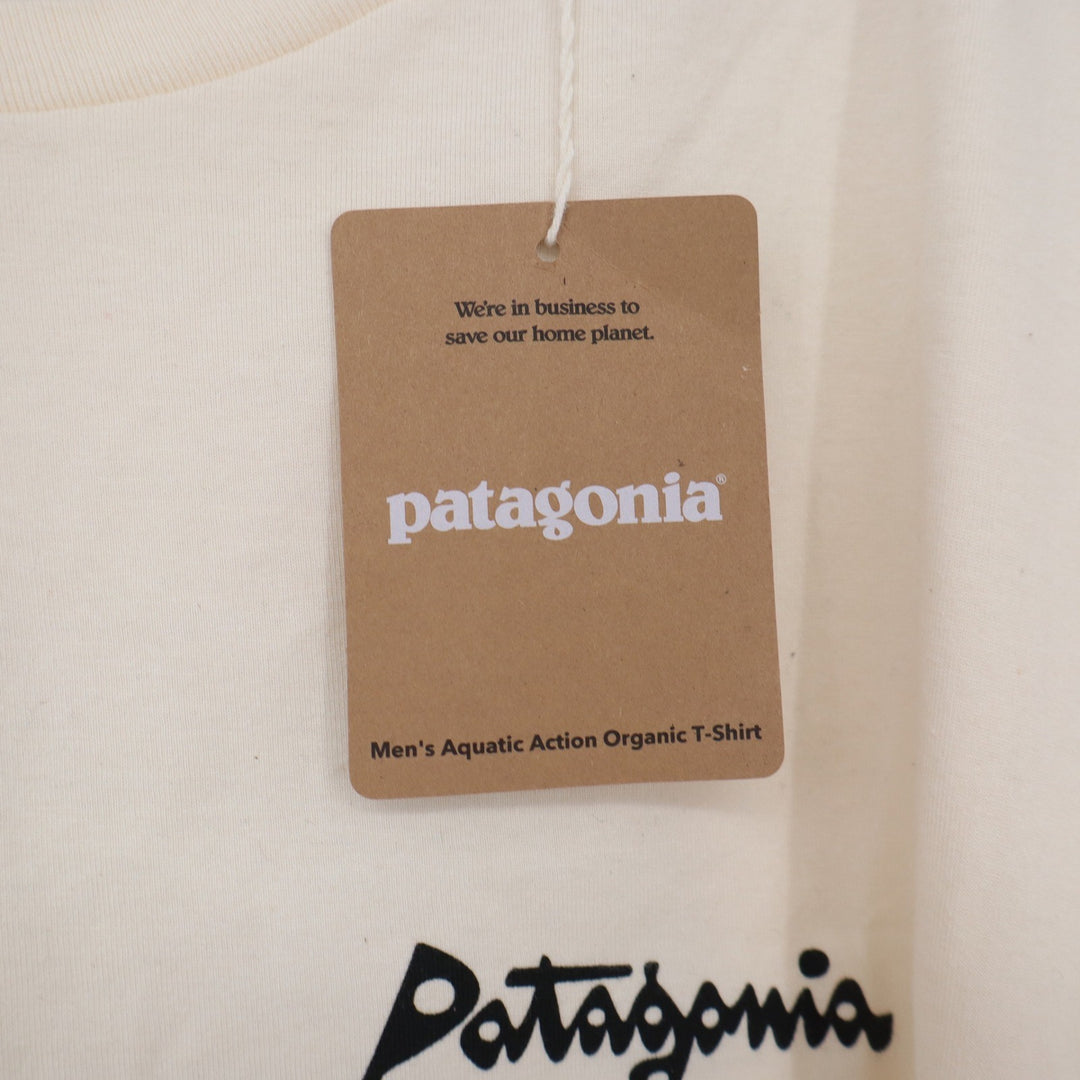Patagonia T-Shirt Mens XXL Aquatic Action Organic Undyed Natural Graphic NEW