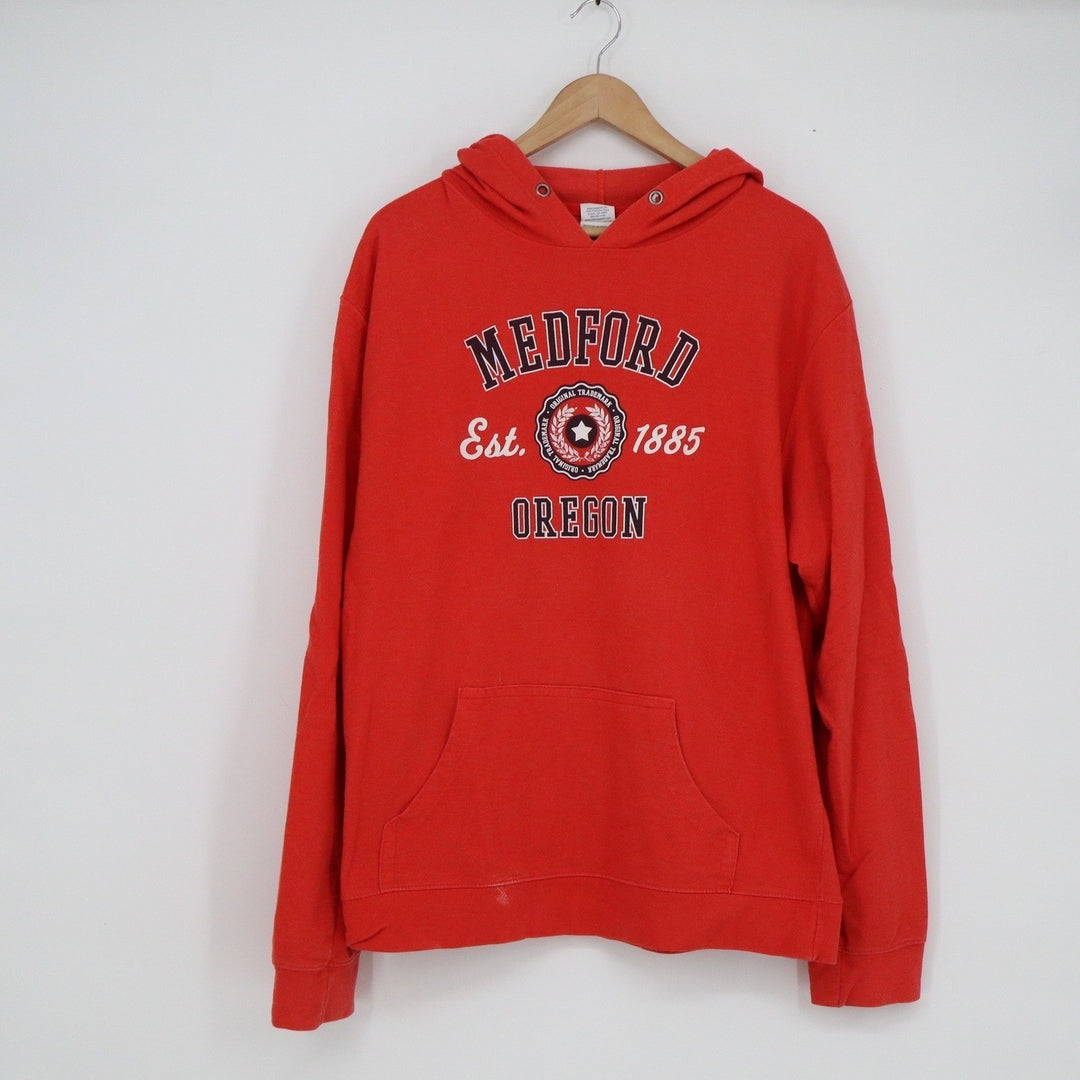 Delta Fleece Medford Oregon Est 1885 Hoodie Red Graphic Sweatshirt Mens 2XL