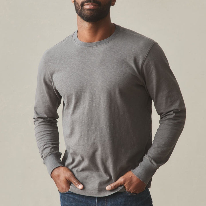 American Giant Premium Slub T-Shirt Mens XL Gray Cotton Crew Neck Long Sleeve