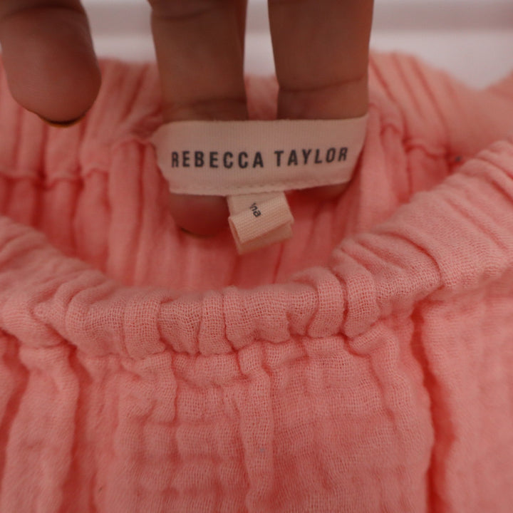 Rebecca Taylor Coral Pink Cotton Gauze Ruffle Hem Shift Dress Womens Size 10