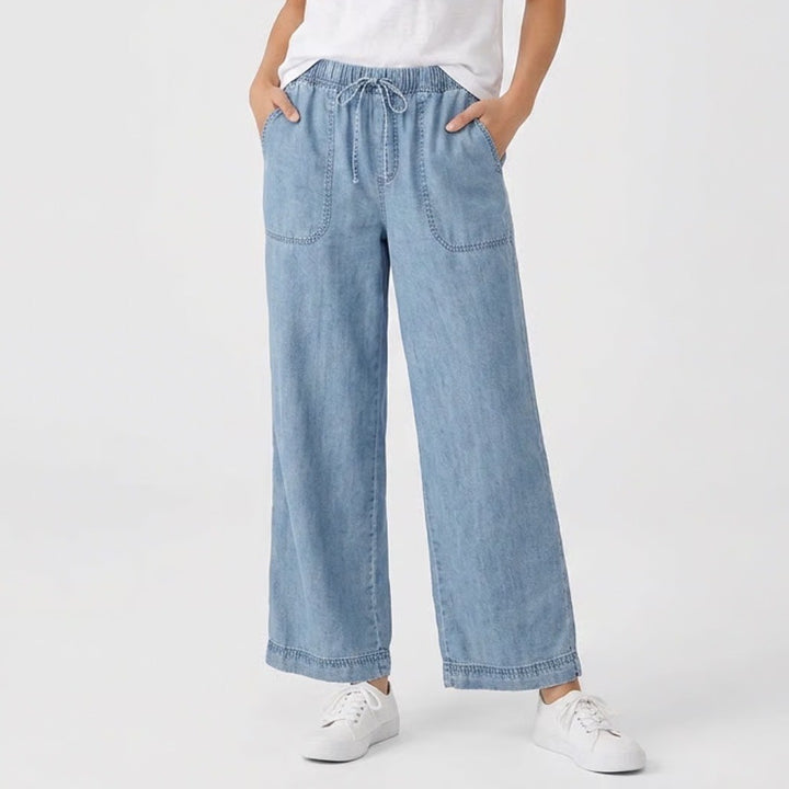 Splendid Women's Wide Leg Lyocell Denim Pants Light Wash Blue Small