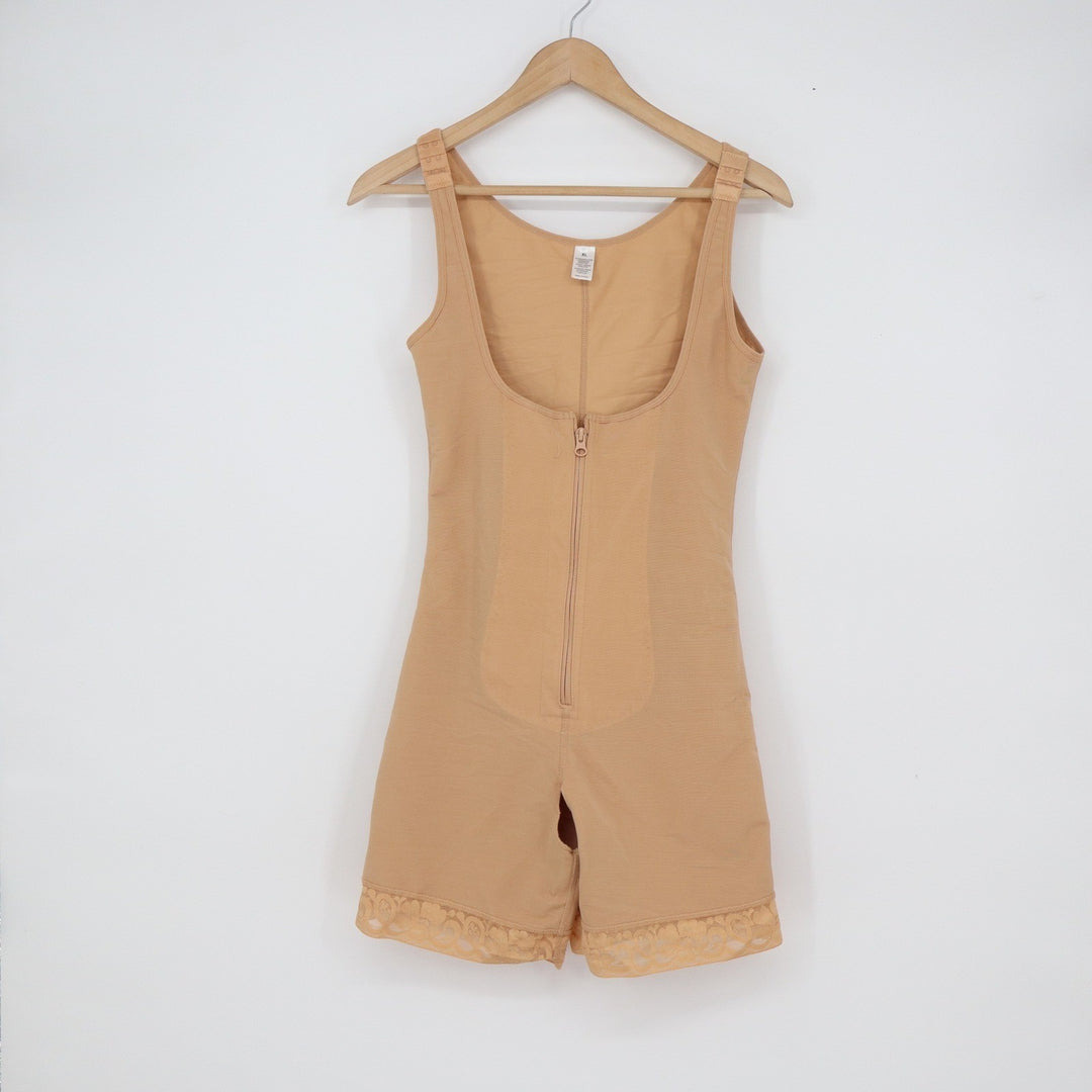 Womens XL Nude Shapewear Bodysuit Faja Butt Lifting Tummy Control Zipper XL