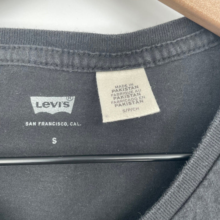 Levi's Mens Black V Neck Short Sleeve T Shirt Size S Cotton Basic Casual