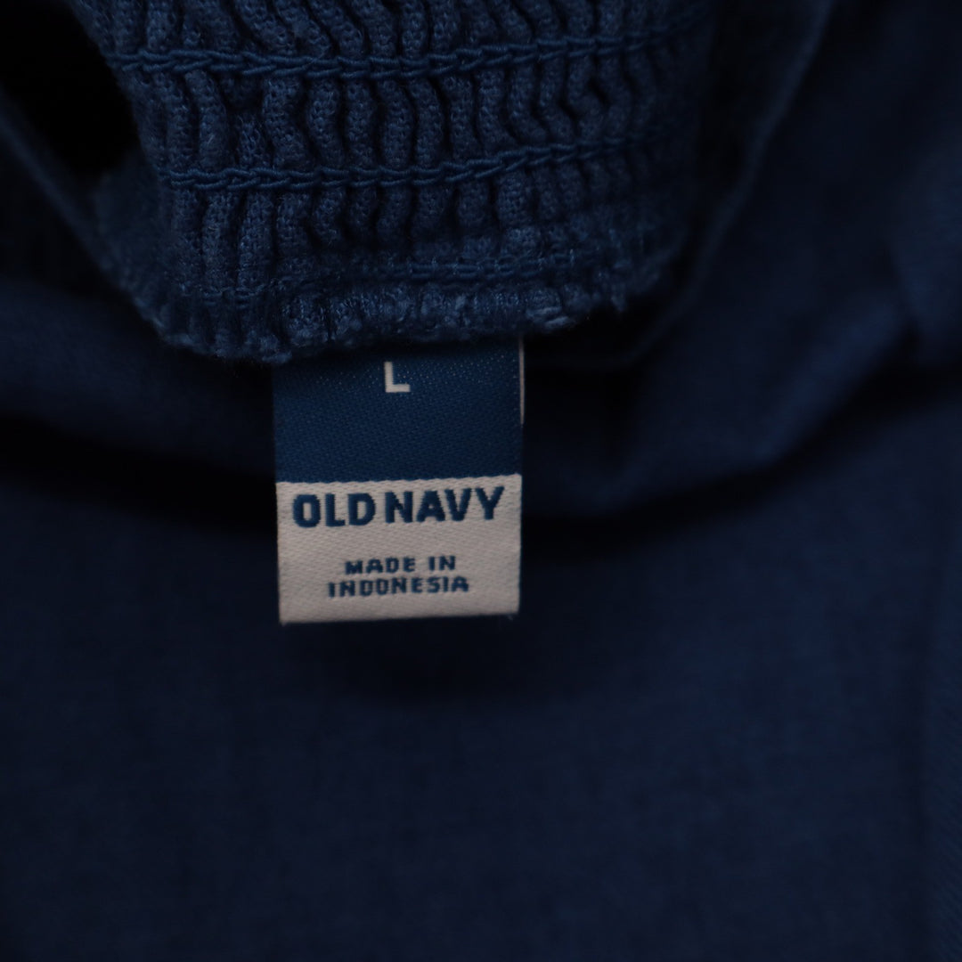 Old Navy Blue Linen Blend Romper Adjustable Straps Smocked Back Large