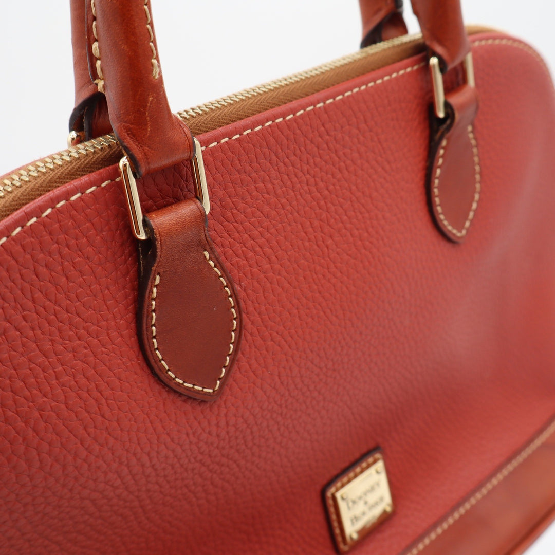 Dooney & Bourke Satchel Womens Medium Zip Zip Pebbled Leather Orange Excellent