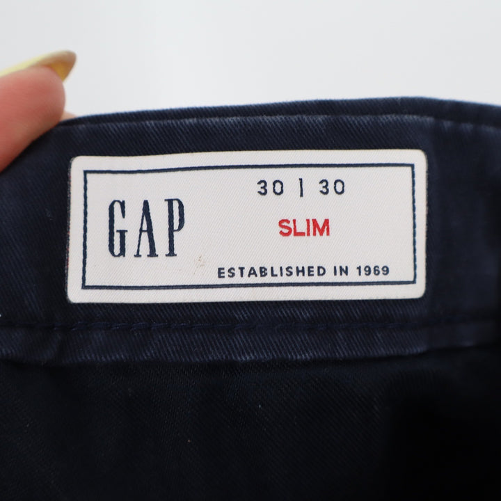 Gap Mens Slim Fit Chino Pants Navy Blue Cotton Stretch Trousers 30x30
