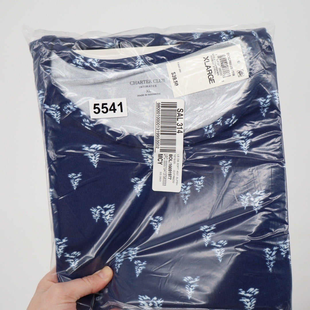 Charter Club Intimates XL Sleep Shirt Navy Blue Forest Stroll Tree Print NWT