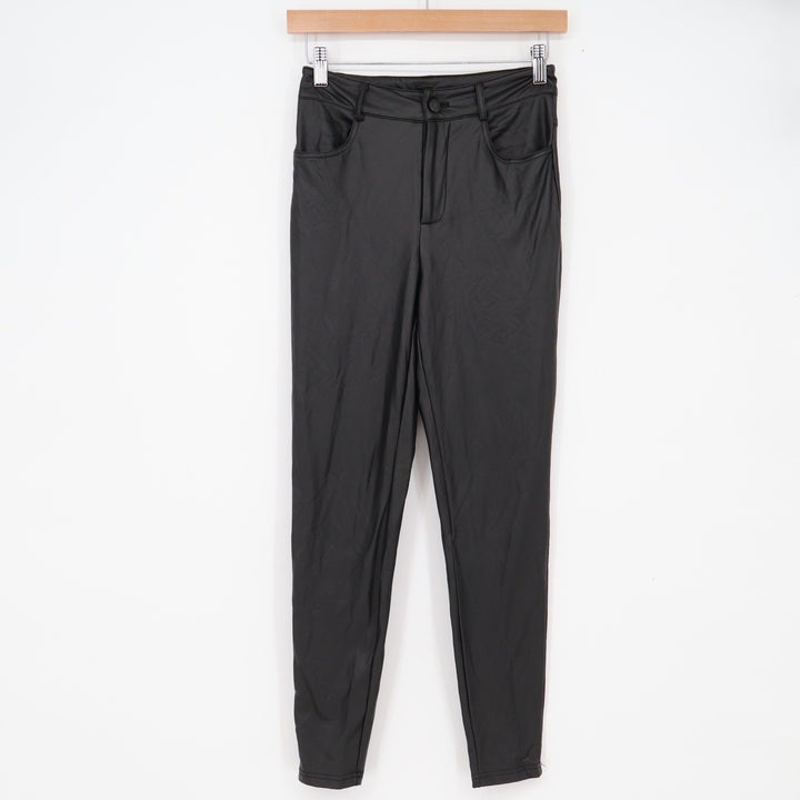 SHEIN Pants Women Petite XS Faux Leather Skinny Black Coated Stretch Excellent