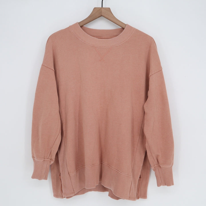 Aerie Oversized Crewneck Sweatshirt Dusty Rose Pink Ribbed Side Panels S