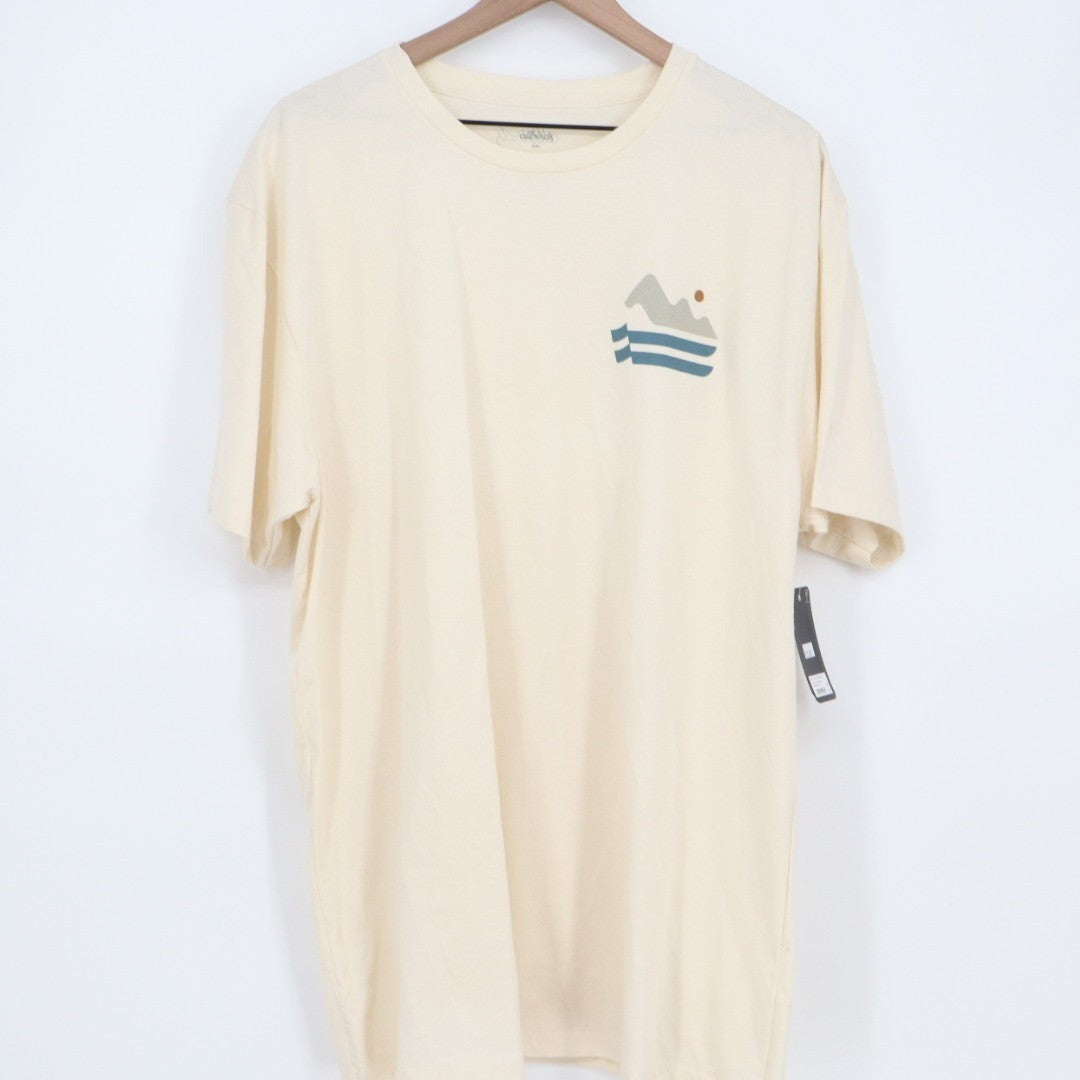 Allbirds Birdscape T-Shirt Mens 2XL Cream Cotton Crew Neck Outdoor Short Sleeve