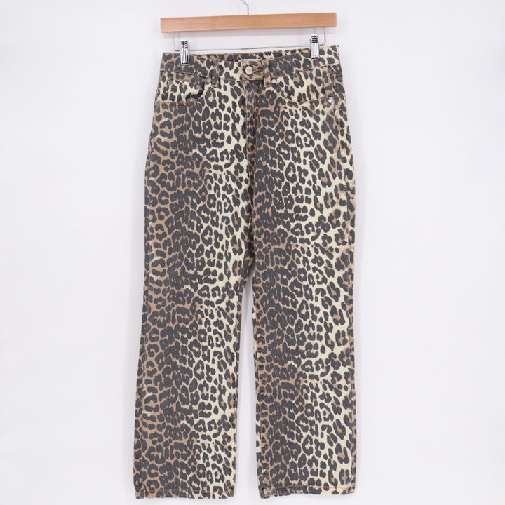 OAT New York Jeans Womens 4x27 Brown Black Leopard Print Cotton Stretch Straight
