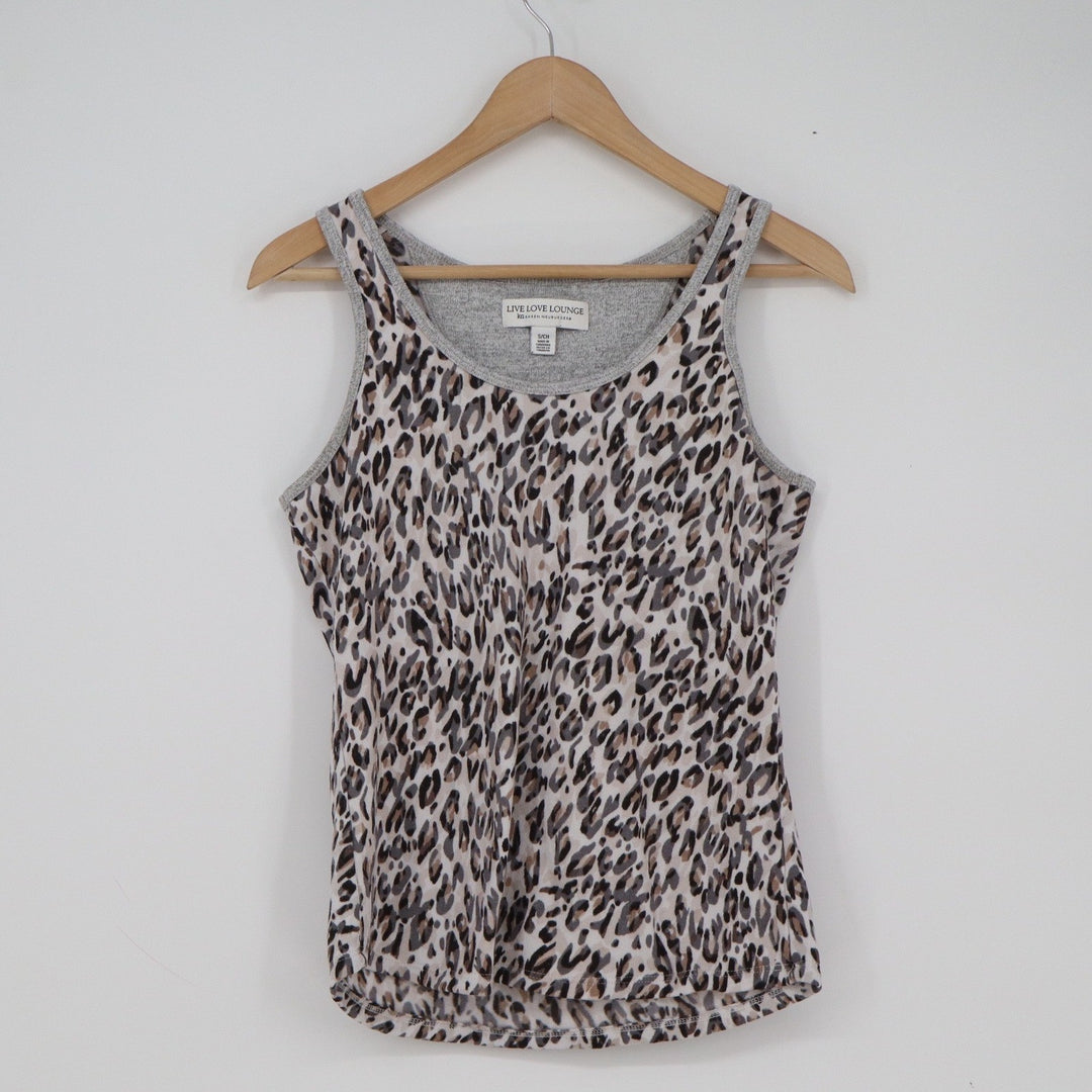 Live Love Lounge Karen Neuburger Leopard Print Tank Top Small Gray Brown