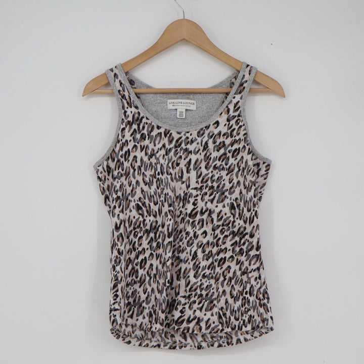 Live Love Lounge Karen Neuburger Leopard Print Tank Top Small Gray Brown